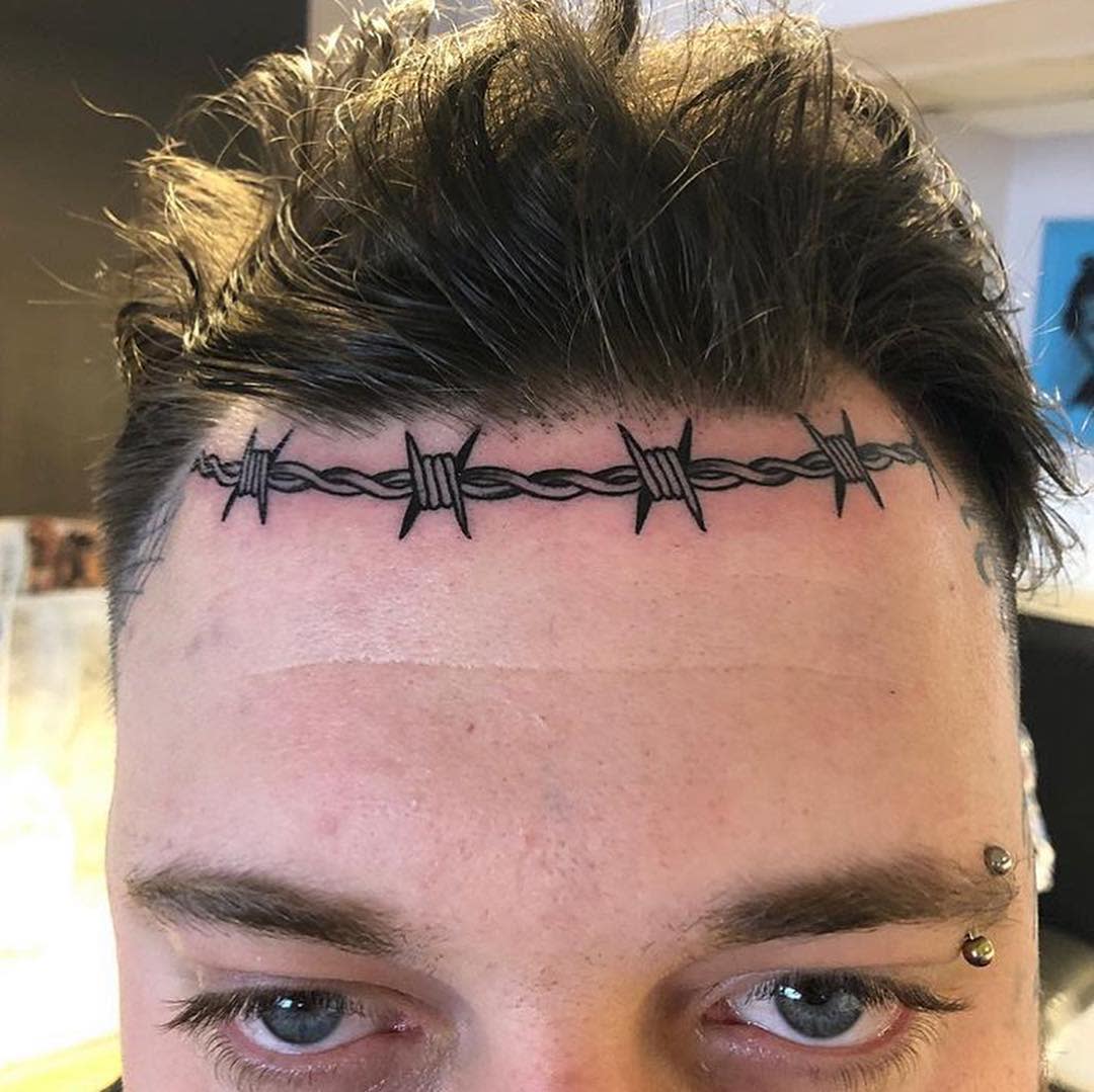 Thorn or Wire Forehead Tattoo -realarttattoo